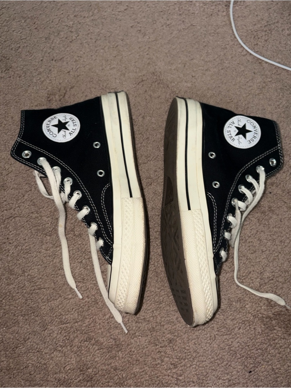 Converse Black High Top Sneakers with Cream Soles